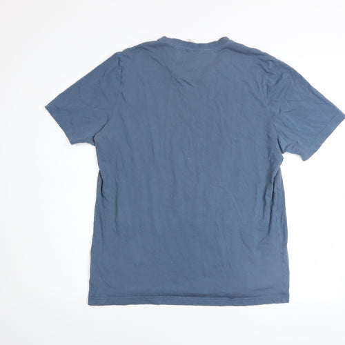 Adidas Mens Blue Crew Neck Graphic Print Cotton T-Shirt Size M