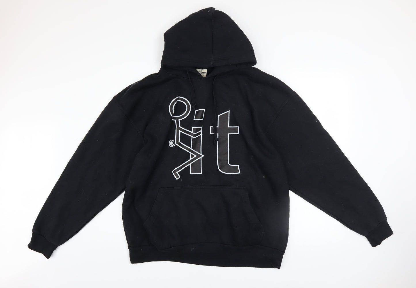 Jon Lauren Men's Black XL Pullover Funny Graphic Hoodie