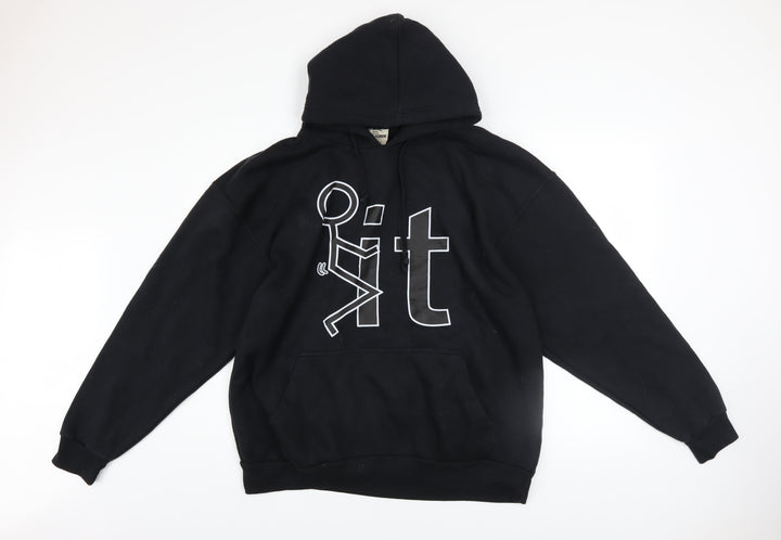 Jon Lauren Men's Black XL Pullover Funny Graphic Hoodie