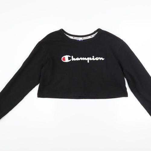 Champion Women Black Cropped Pullover Sweatshirt Medium