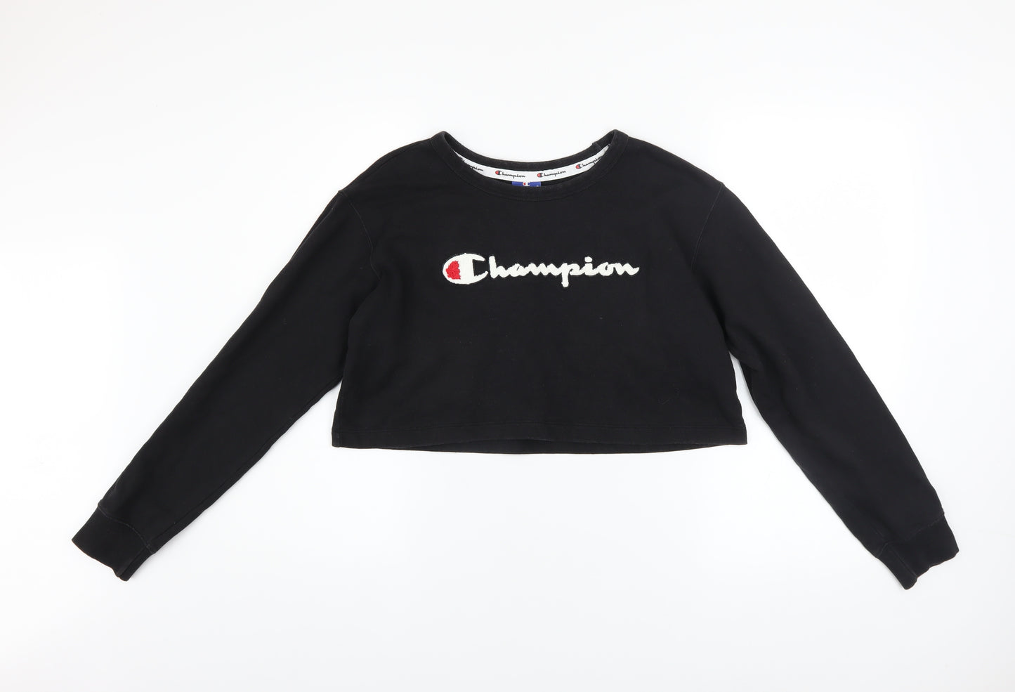 Champion Women Black Cropped Pullover Sweatshirt Medium