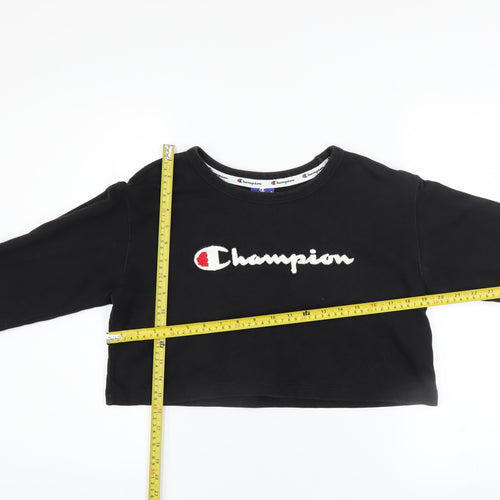 Champion Women Black Cropped Pullover Sweatshirt Medium