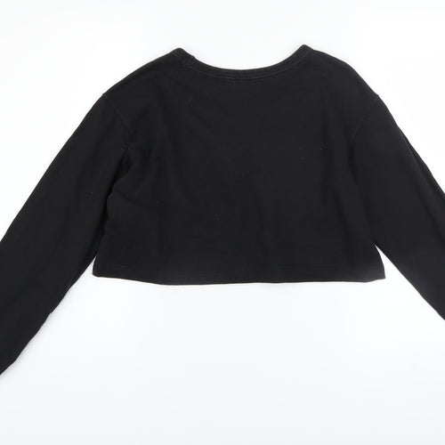 Champion Women Black Cropped Pullover Sweatshirt Medium