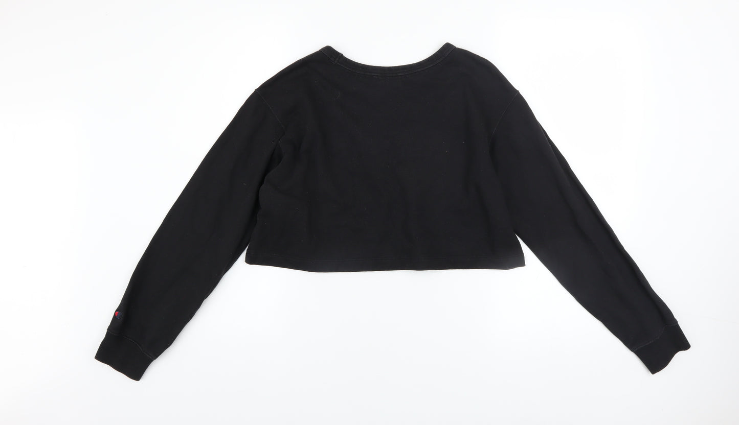 Champion Women Black Cropped Pullover Sweatshirt Medium