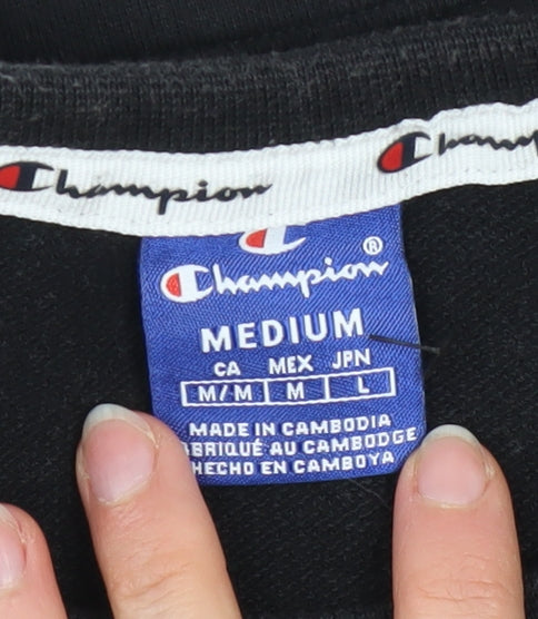 Champion Women Black Cropped Pullover Sweatshirt Medium