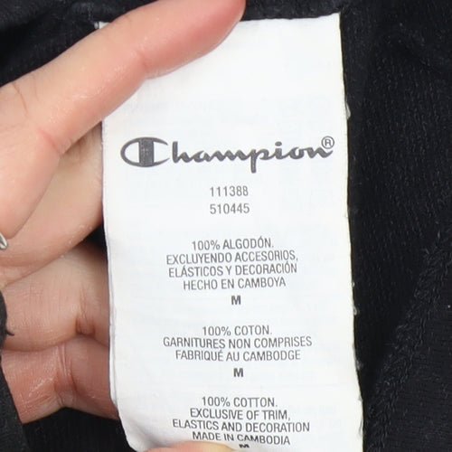 Champion Women Black Cropped Pullover Sweatshirt Medium