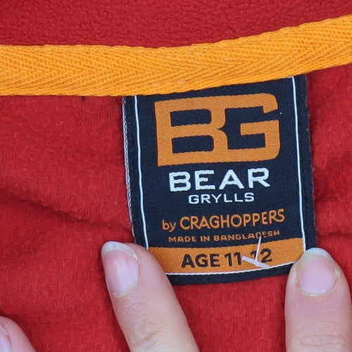 Craghoppers Bear Grylls Boys Red Fleece 1/4 Zip Sweatshirt Age 11-12