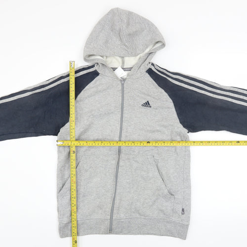 Adidas Teens Grey Full Zip Hoodie L Sports Cotton Blend