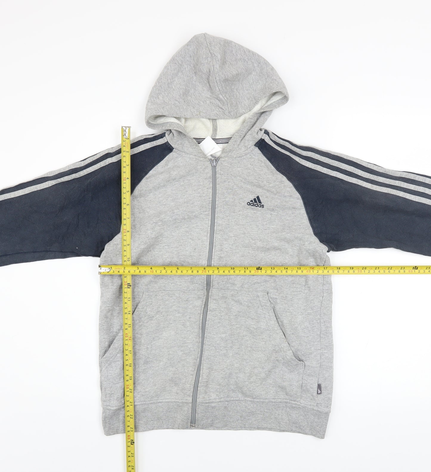 Adidas Teens Grey Full Zip Hoodie L Sports Cotton Blend