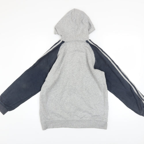Adidas Teens Grey Full Zip Hoodie L Sports Cotton Blend