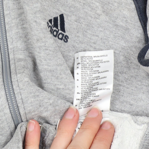 Adidas Teens Grey Full Zip Hoodie L Sports Cotton Blend