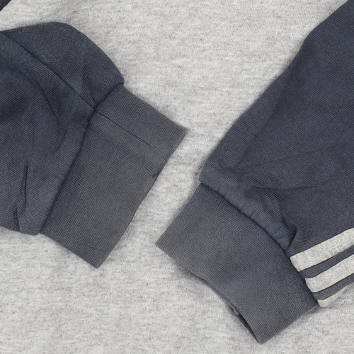 Adidas Teens Grey Full Zip Hoodie L Sports Cotton Blend