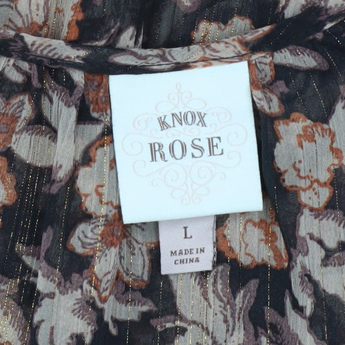 Knox Rose Women's Multicoloured Floral Chiffon Tunic Blouse Size L