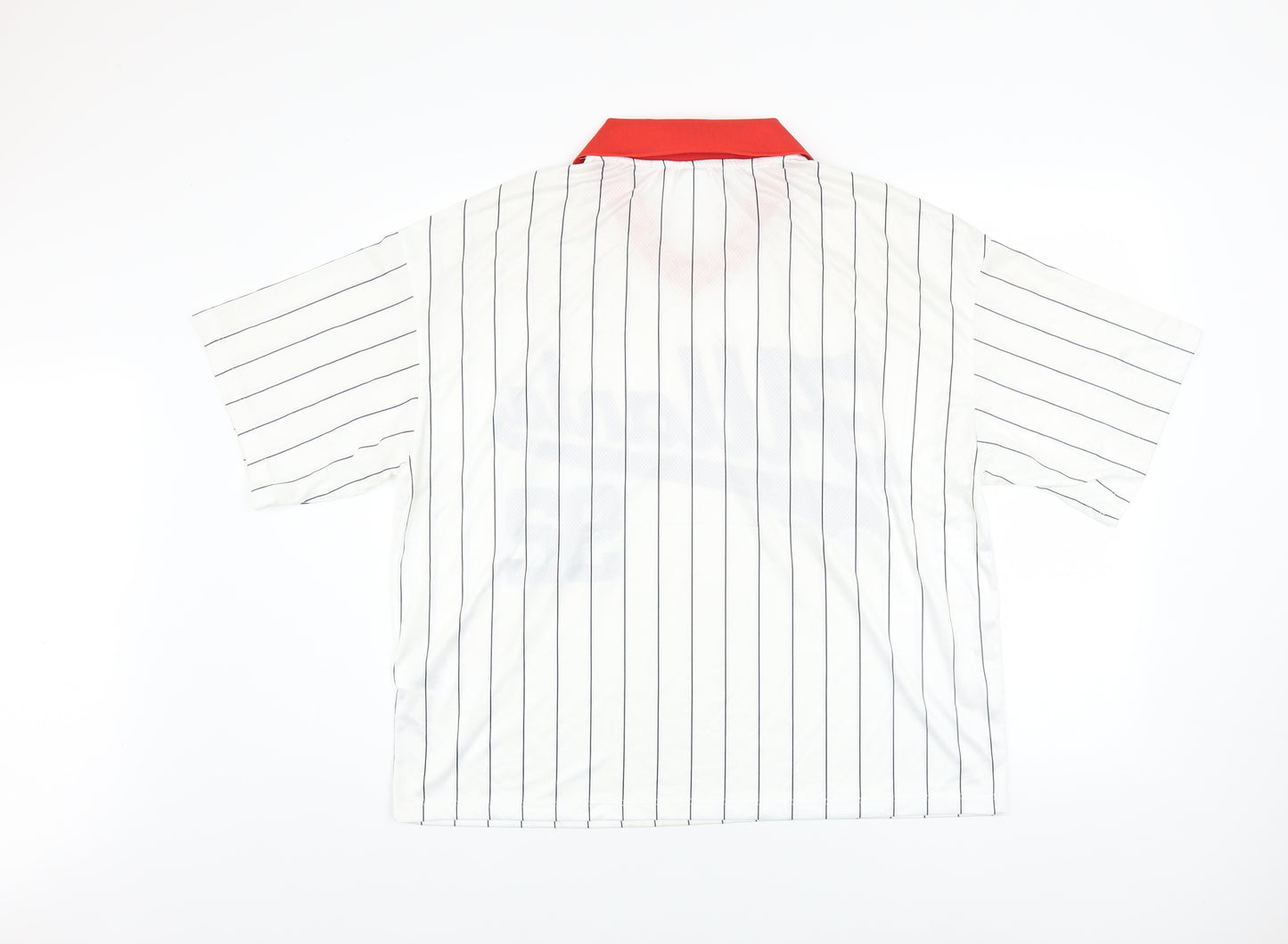 Bershka Men's White Striped Collared Sports Shirt M