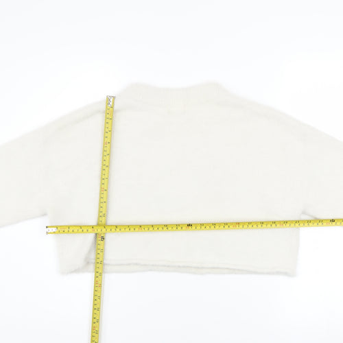 H&M Women’s White Crew Neck Long Sleeve Pullover Jumper Size M