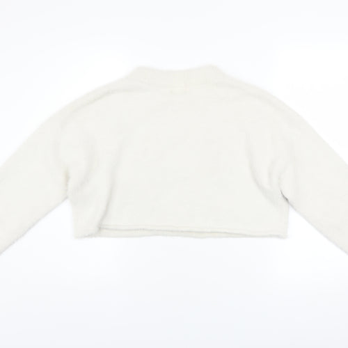 H&M Women’s White Crew Neck Long Sleeve Pullover Jumper Size M