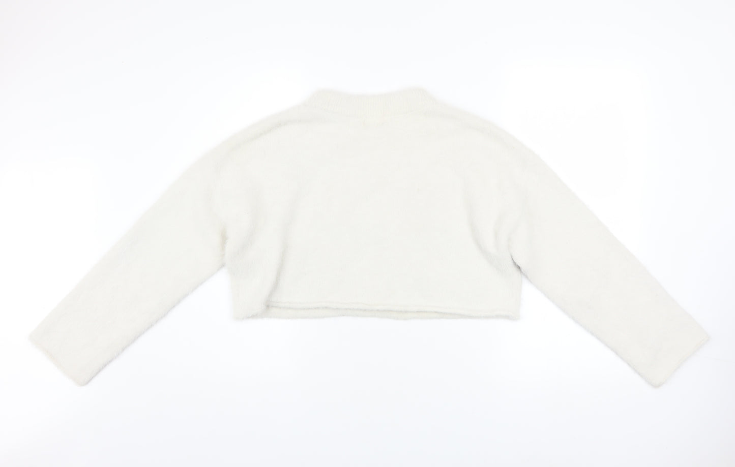 H&M Women’s White Crew Neck Long Sleeve Pullover Jumper Size M