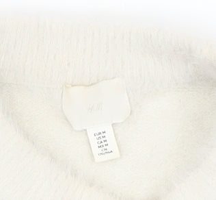 H&M Women’s White Crew Neck Long Sleeve Pullover Jumper Size M