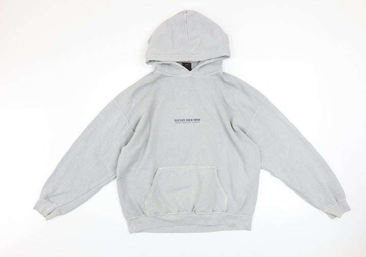 Urban Outfitters Men's Grey Relaxed Fit Space Graphic Pullover Hoodie S