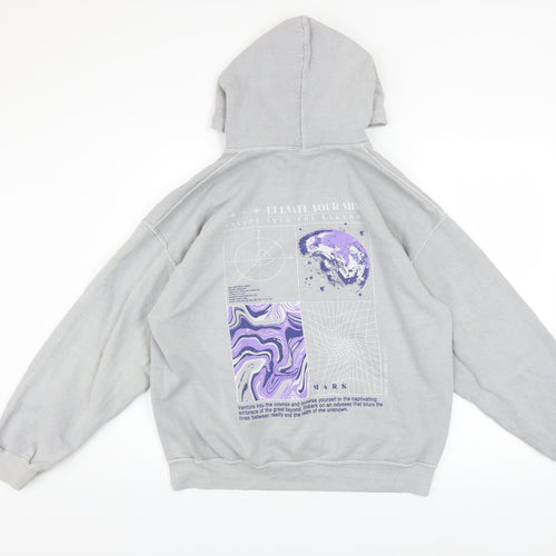 Urban Outfitters Men's Grey Relaxed Fit Space Graphic Pullover Hoodie S