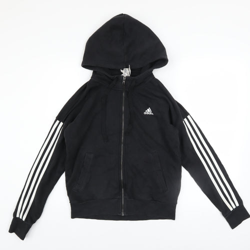 Adidas Womens Black Full Zip Hoodie Size S Hooded Sweatshirt