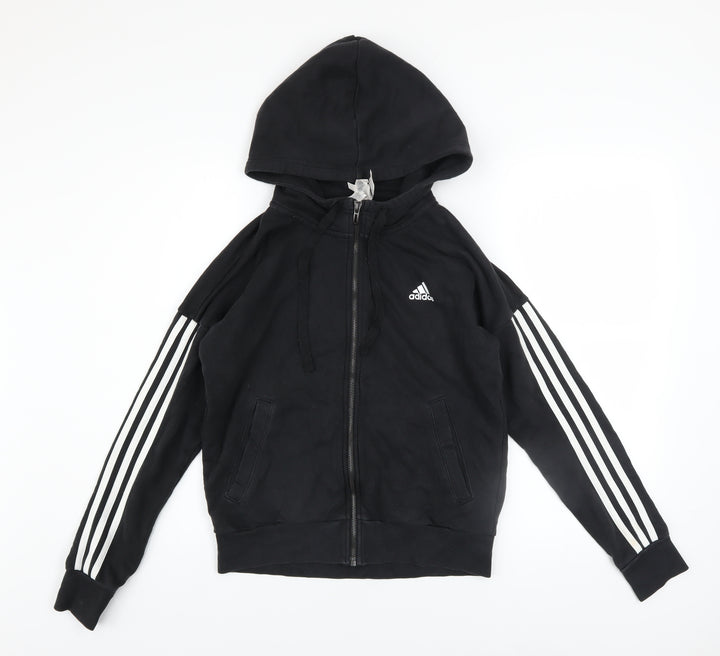 Adidas Womens Black Full Zip Hoodie Size S Hooded Sweatshirt