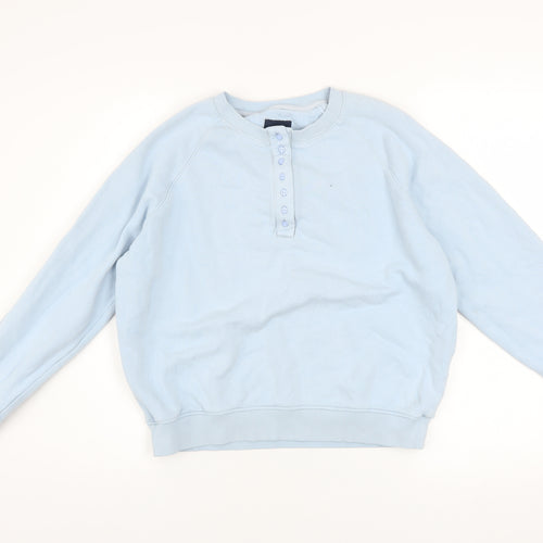 Crew Clothing Company Women Blue Henley Sweatshirt Size 6 Cotton