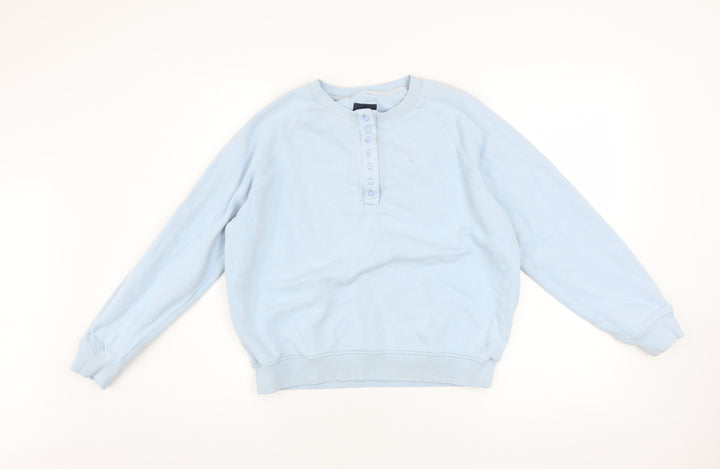 Crew Clothing Company Women Blue Henley Sweatshirt Size 6 Cotton