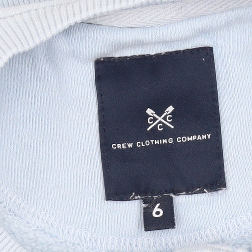 Crew Clothing Company Women Blue Henley Sweatshirt Size 6 Cotton
