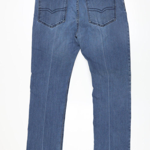 André Men’s Blue Straight Jeans 38/32 Stretch Cotton Denim