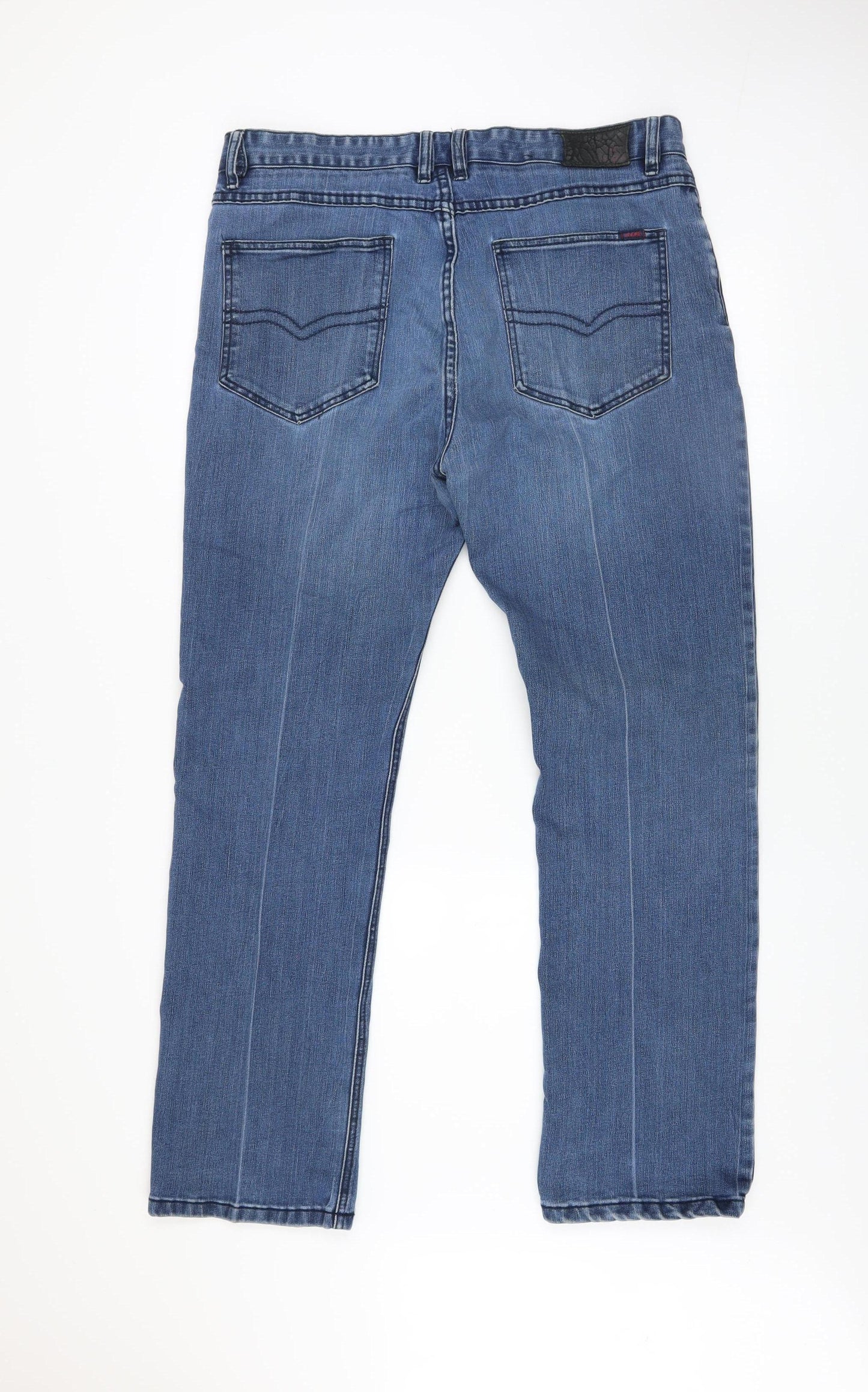 André Men’s Blue Straight Jeans 38/32 Stretch Cotton Denim