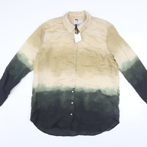 Primark Women’s Beige Ombre Button-Up Long Sleeve Shirt Size 14
