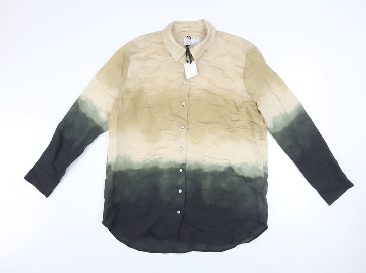 Primark Women’s Beige Ombre Button-Up Long Sleeve Shirt Size 14