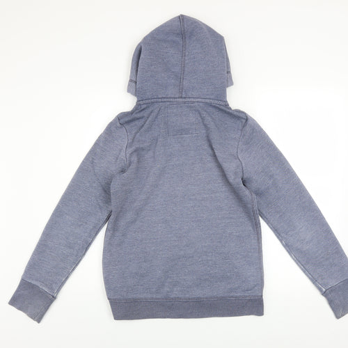 Superdry Women Blue Full Zip Hoodie L Cotton Blend Casual