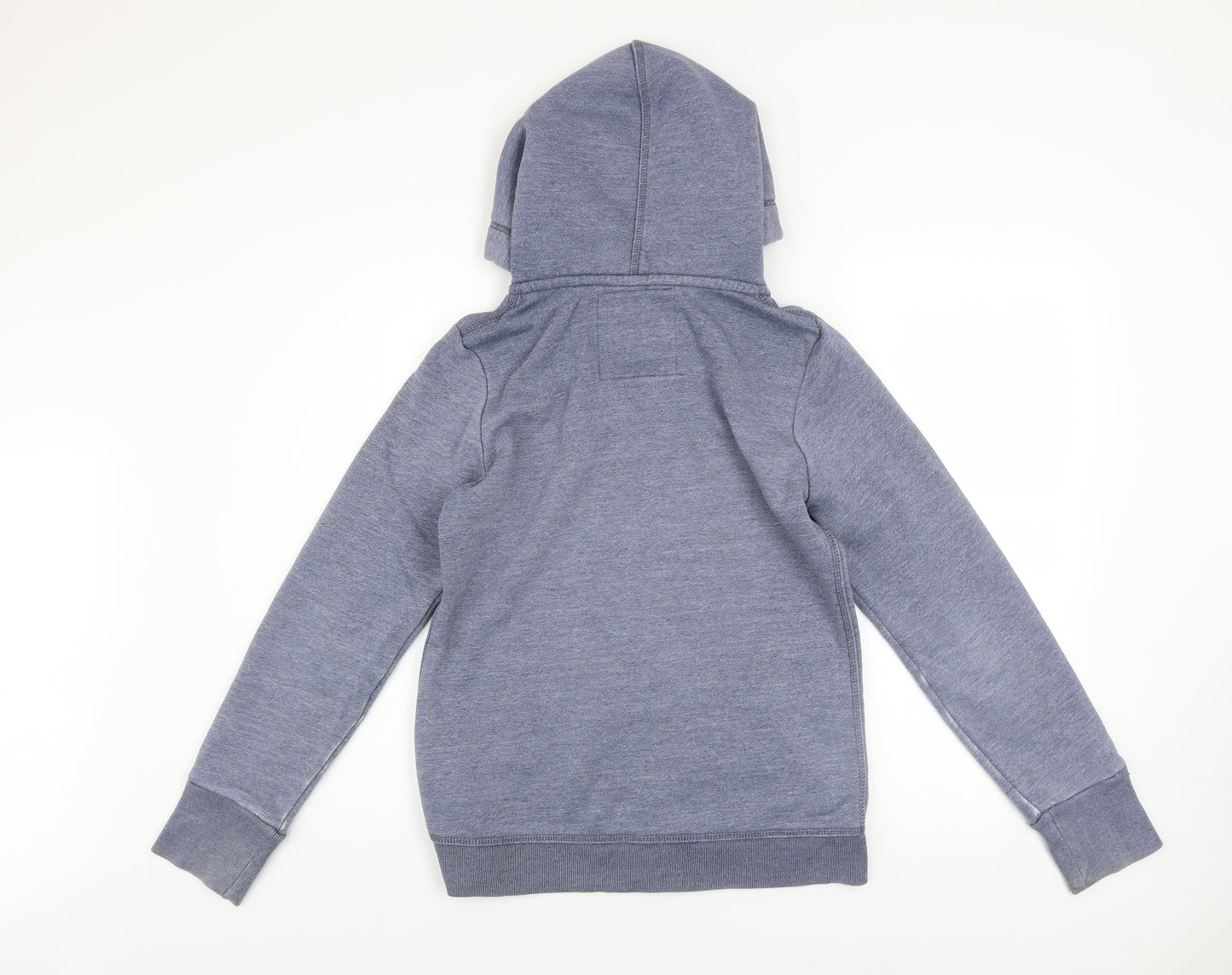 Superdry Women Blue Full Zip Hoodie L Cotton Blend Casual