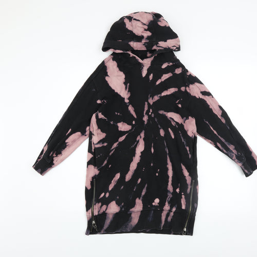 Next Girls Multicoloured Tie Dye Pullover Hoodie 8 Years with Zip Detail