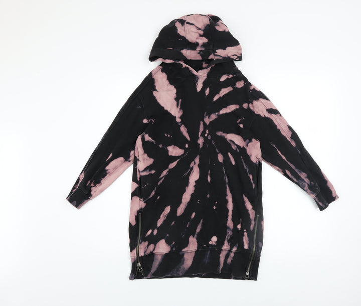 Next Girls Multicoloured Tie Dye Pullover Hoodie 8 Years with Zip Detail
