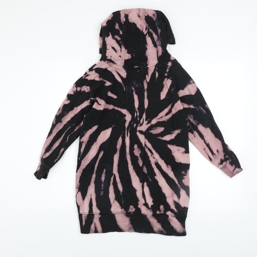 Next Girls Multicoloured Tie Dye Pullover Hoodie 8 Years with Zip Detail