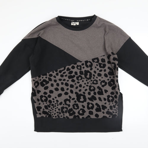 Next Women Black Leopard Print Pullover Sweatshirt Size 12