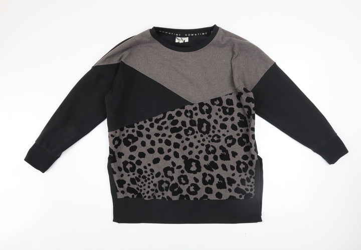 Next Women Black Leopard Print Pullover Sweatshirt Size 12