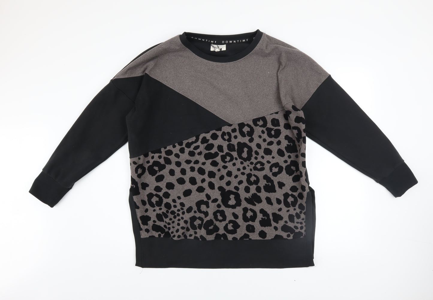 Next Women Black Leopard Print Pullover Sweatshirt Size 12