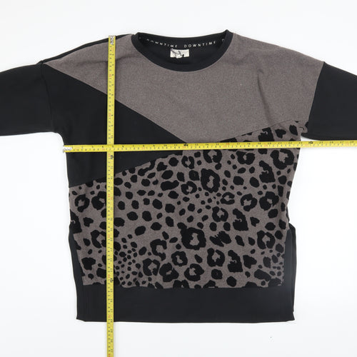 Next Women Black Leopard Print Pullover Sweatshirt Size 12