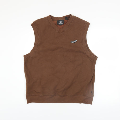 Volcom Men's Brown Sleeveless V-Neck Cotton Blend Casual Top M