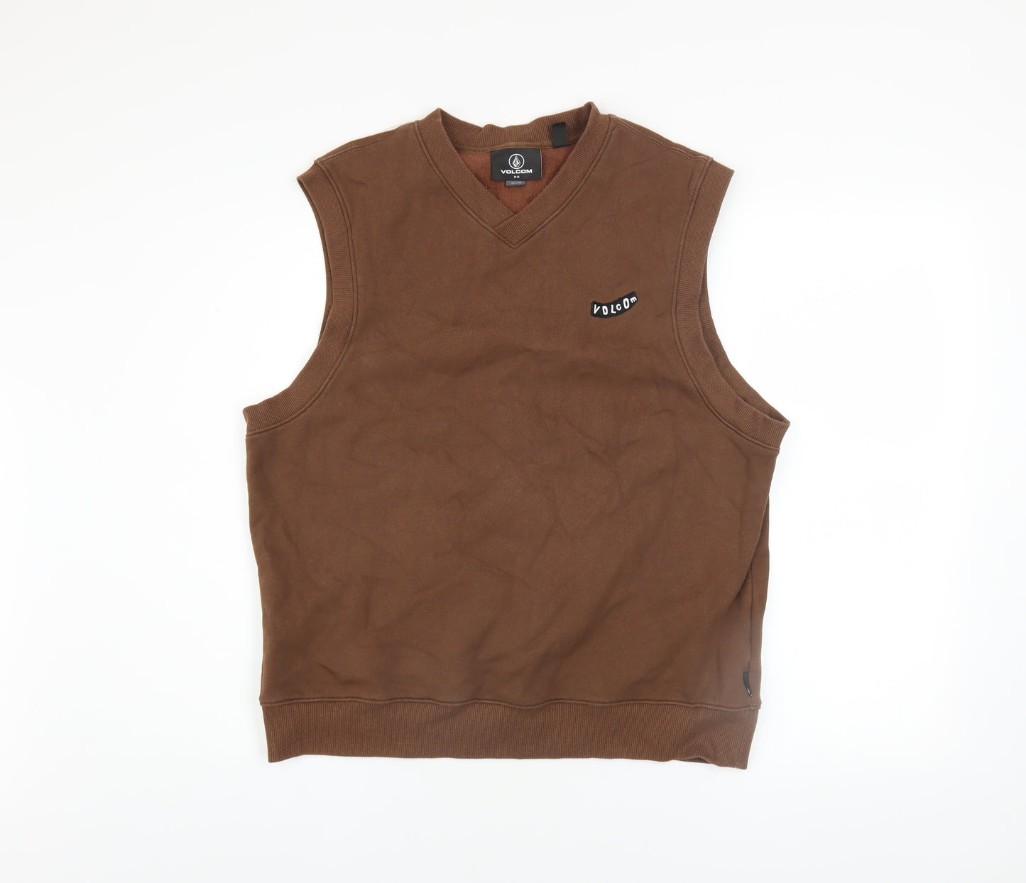 Volcom Men's Brown Sleeveless V-Neck Cotton Blend Casual Top M
