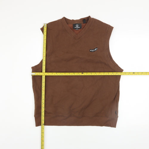 Volcom Men's Brown Sleeveless V-Neck Cotton Blend Casual Top M