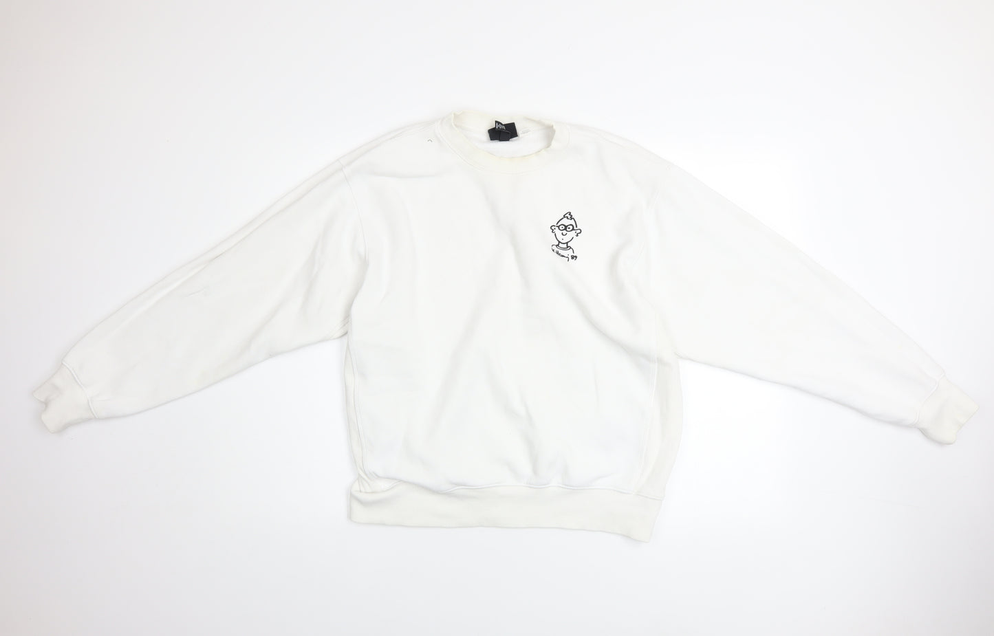 H&M Men’s White Keith Haring Pullover Sweatshirt Size S Oversized Fit