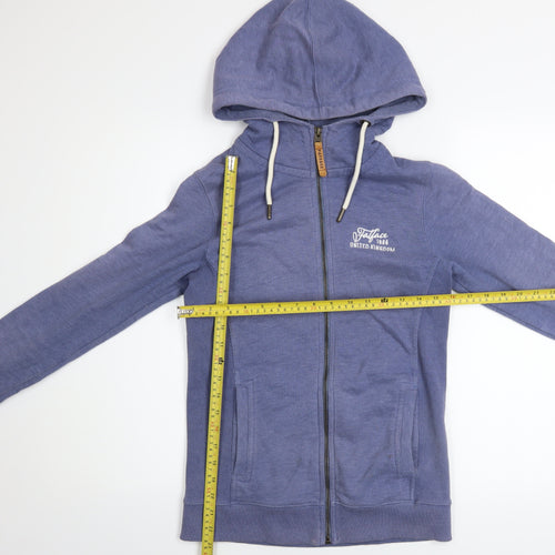 FatFace Women Blue Full Zip Hoodie Size 8 Cotton Blend Casual