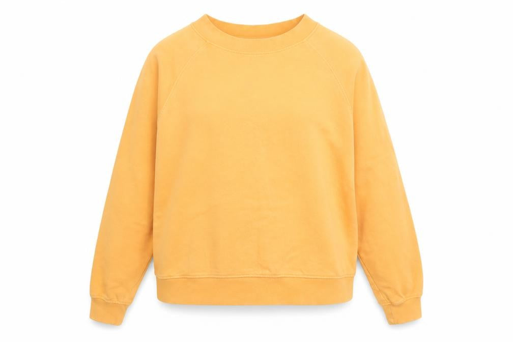 Front view of Only Life Women's Yellow Crew Neck Pullover Sweatshirt, size L
