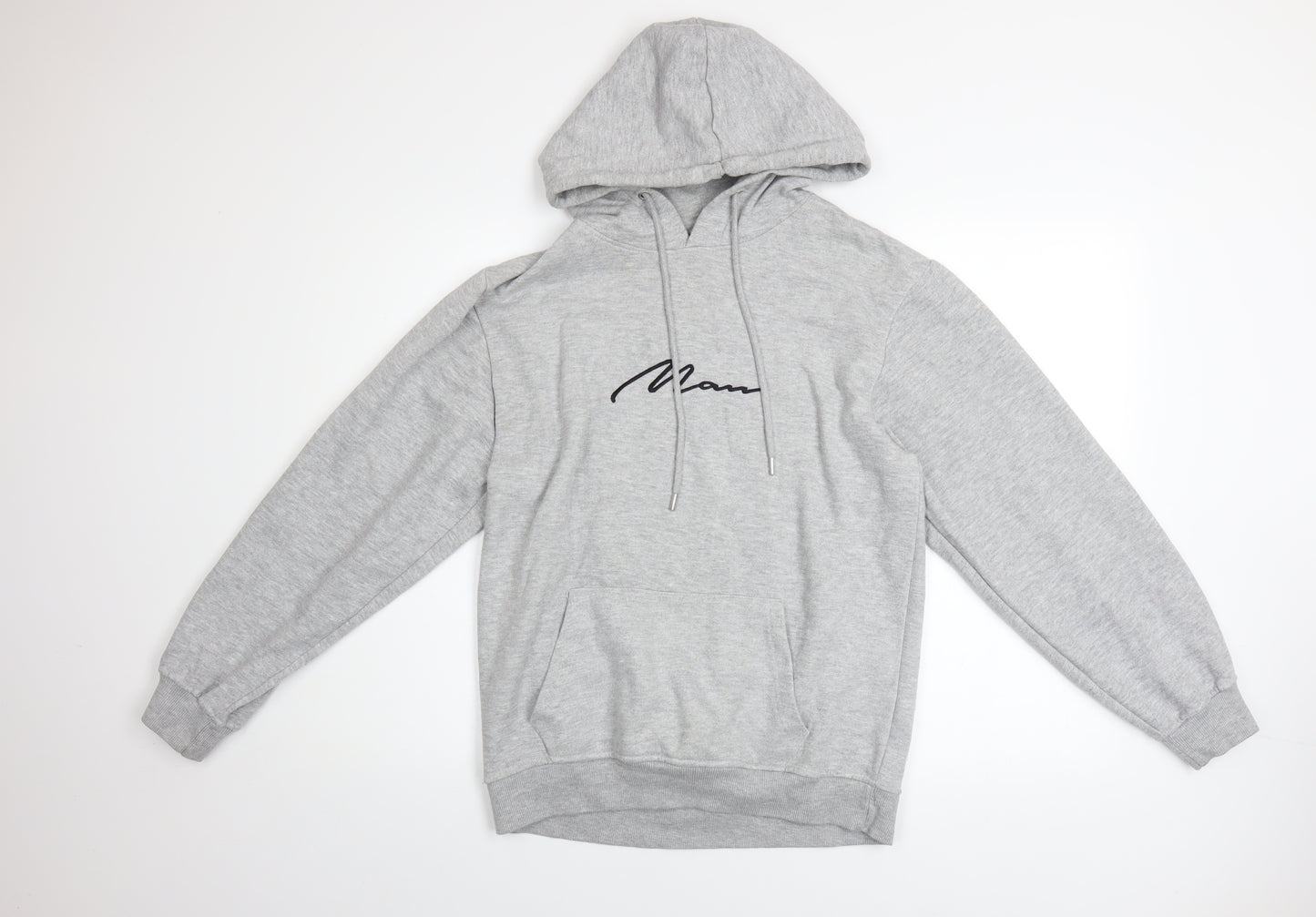 BoohooMAN Men's Grey Pullover Hoodie XS Regular Fit Logo Style