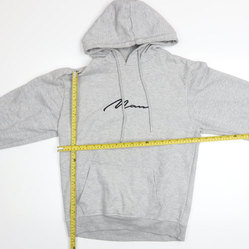 BoohooMAN Men's Grey Pullover Hoodie XS Regular Fit Logo Style